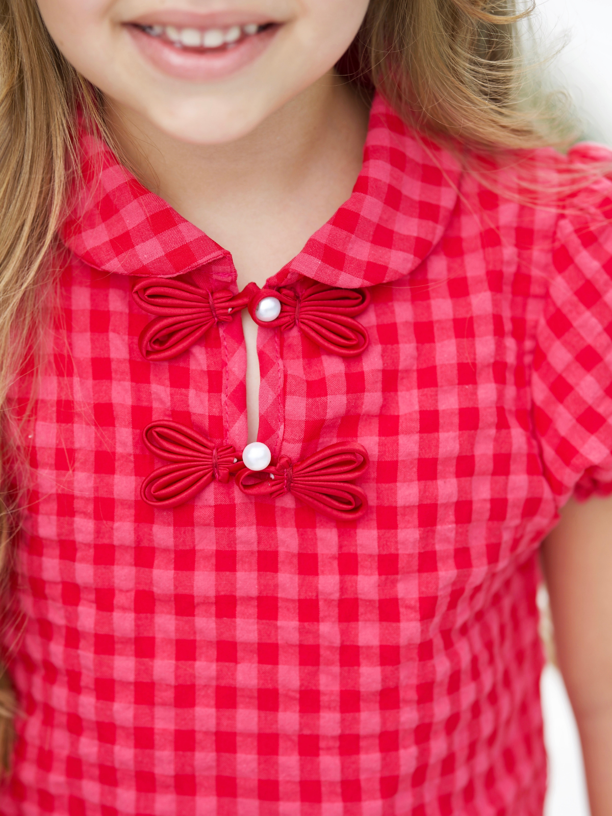 Plaid Puff Sleeve Top & Ruffle Skirt Set