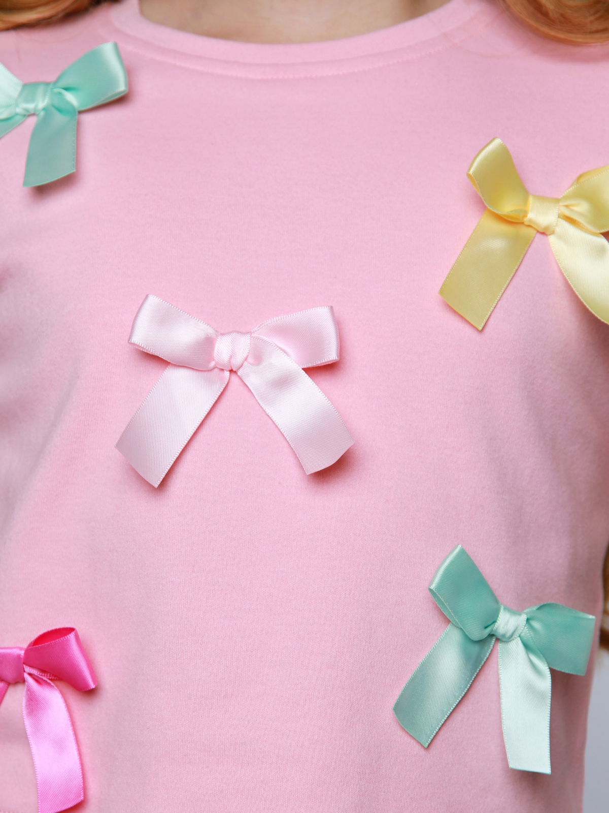 Playful Pastel Bow Cotton Top and Short Set