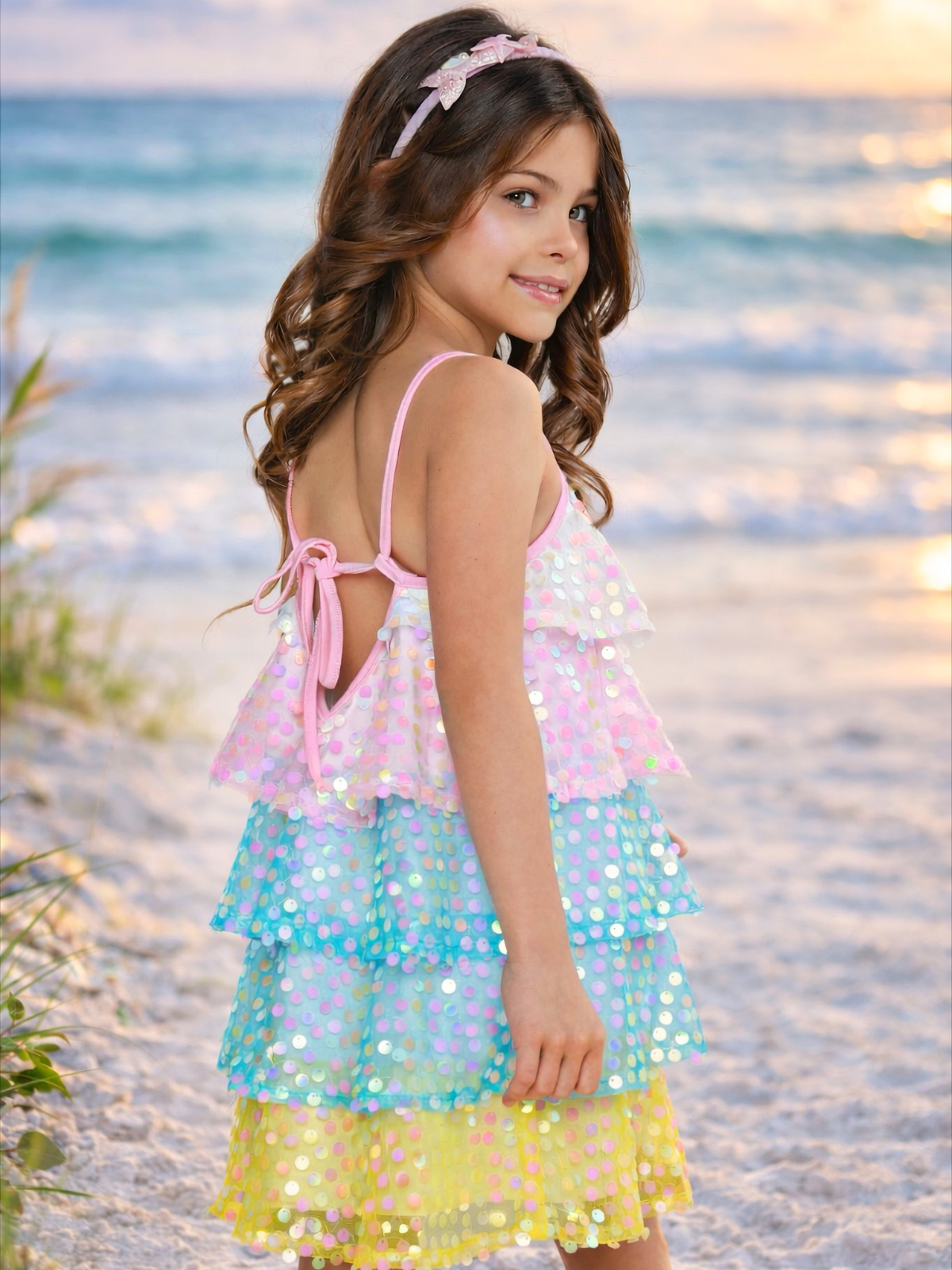 Mermaid Pastel Rainbow Sequin Dress