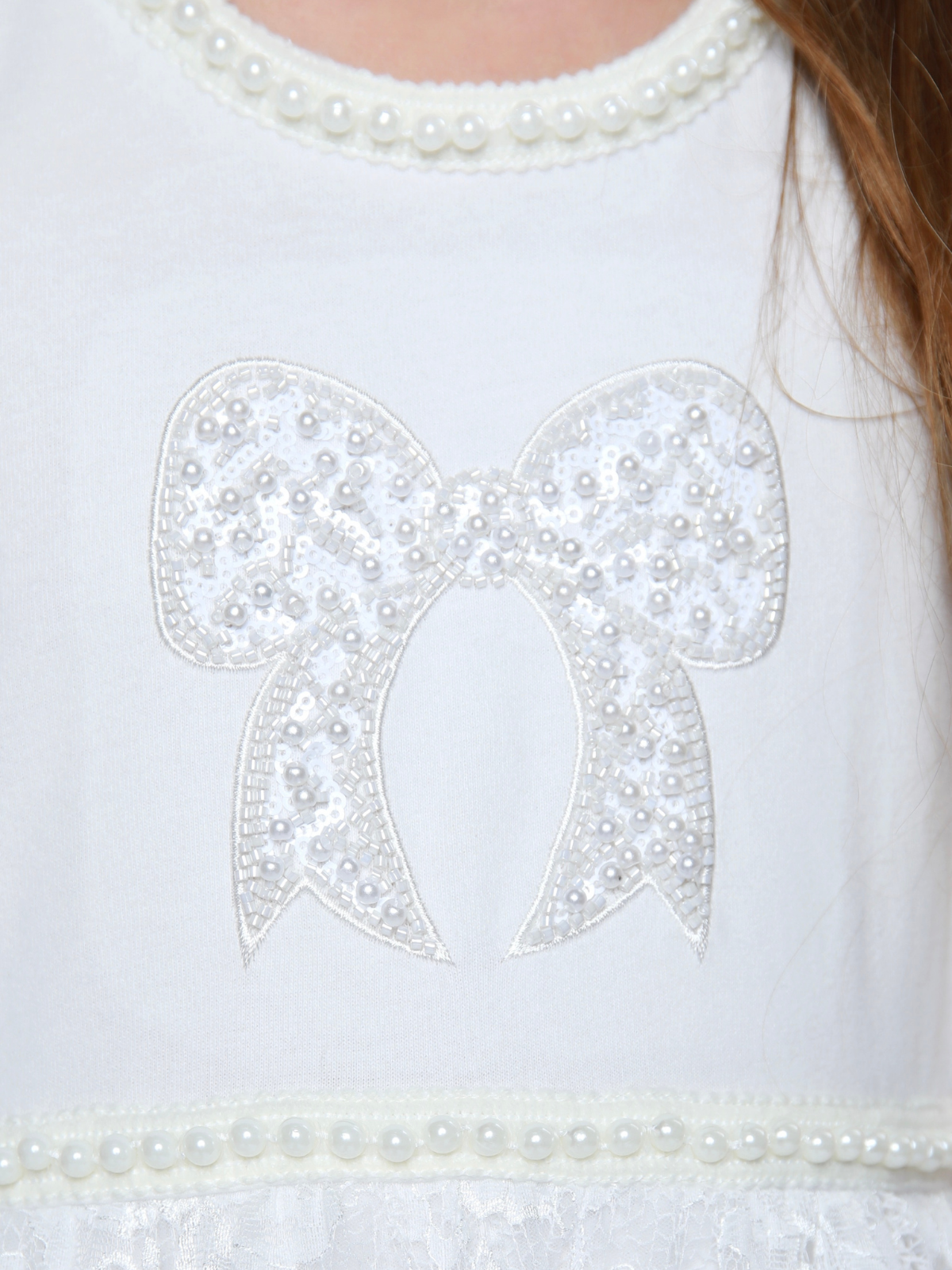 Sweet Lace Pearl & Bow Tiered Dress