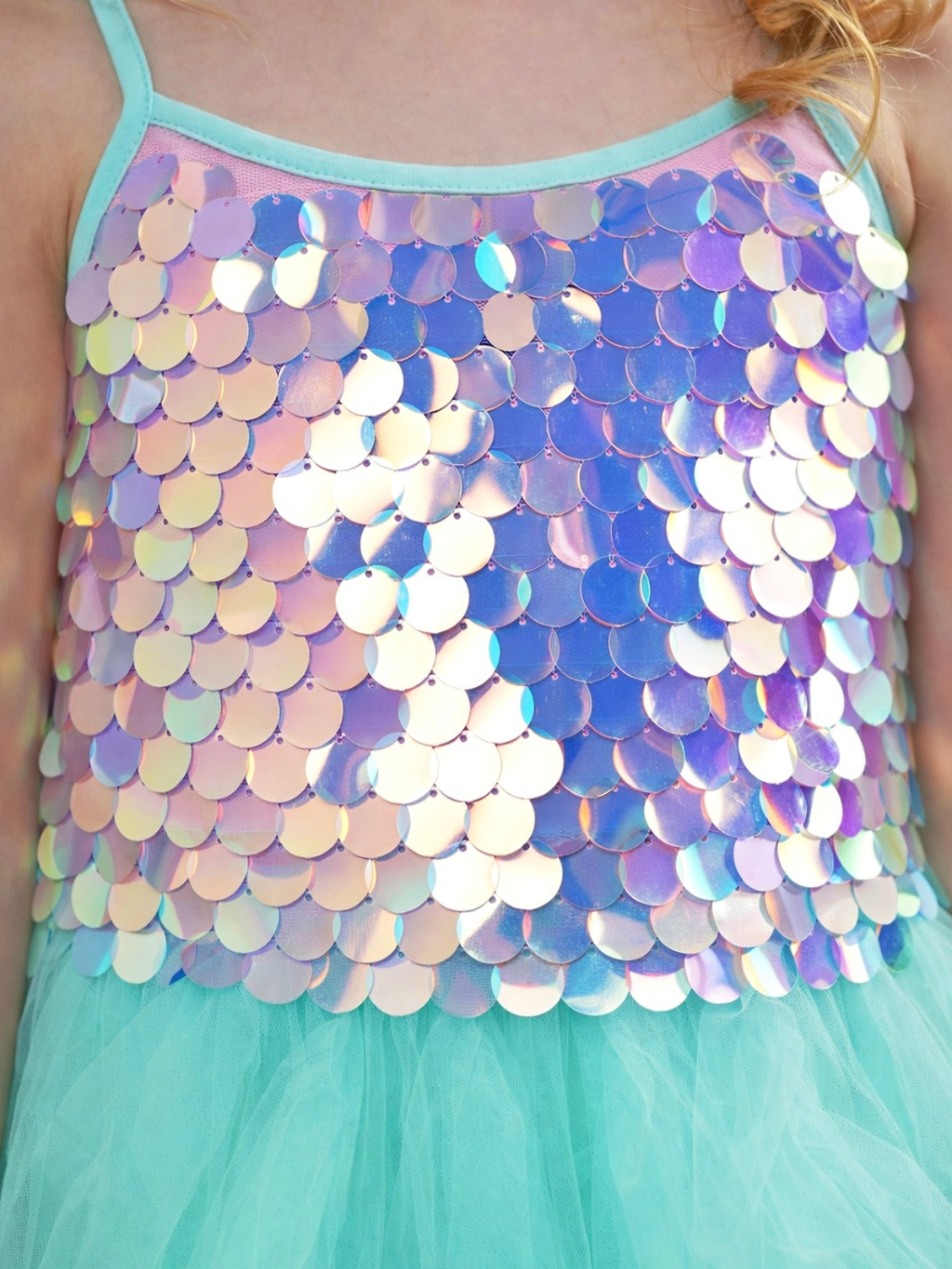 Iridescent Aqua Mermaid Sequin Party Dress