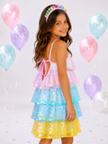 Mermaid Magic Pastel Rainbow Sequin Birthday Dress