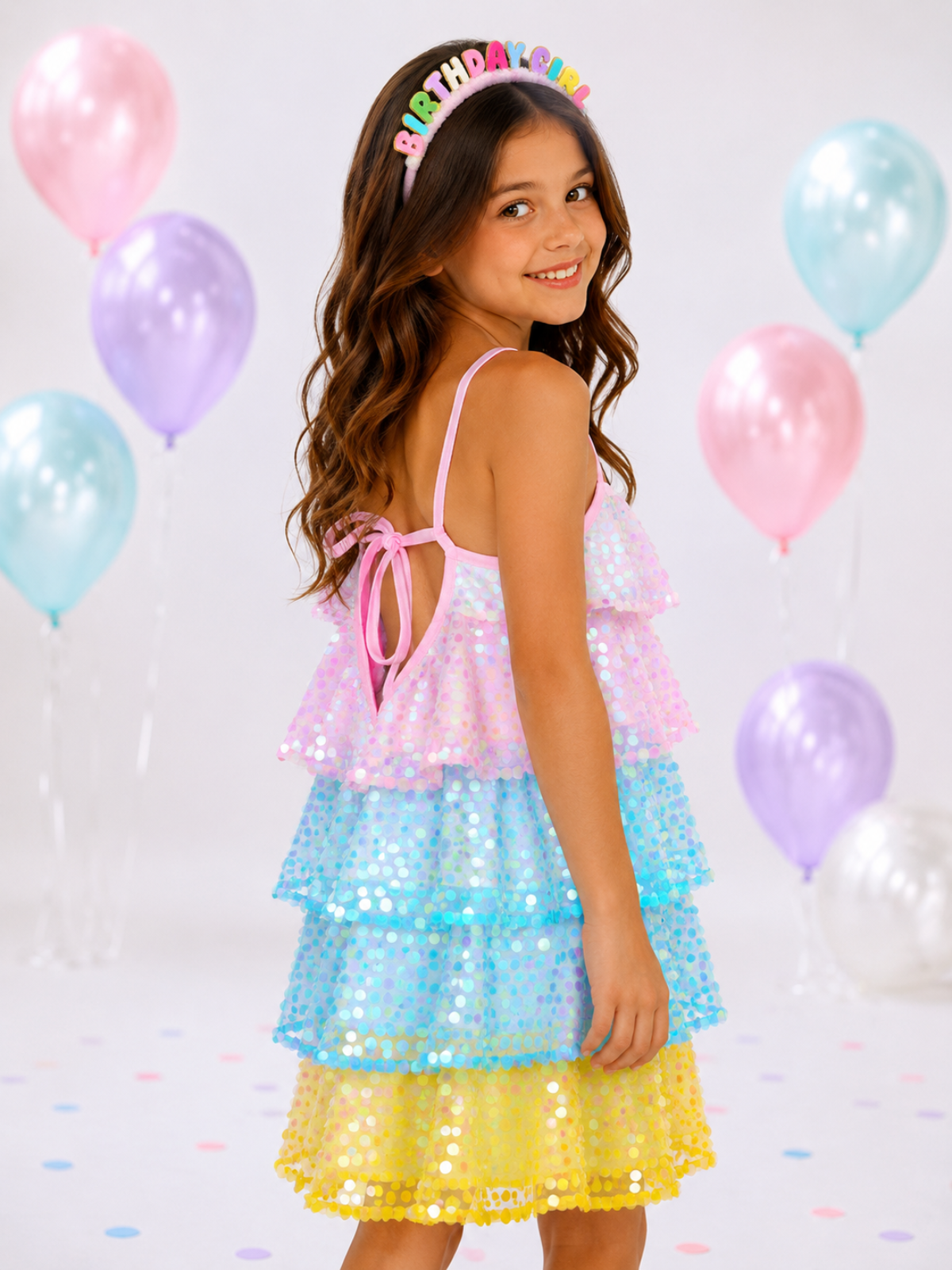 Mermaid Magic Pastel Rainbow Sequin Birthday Dress