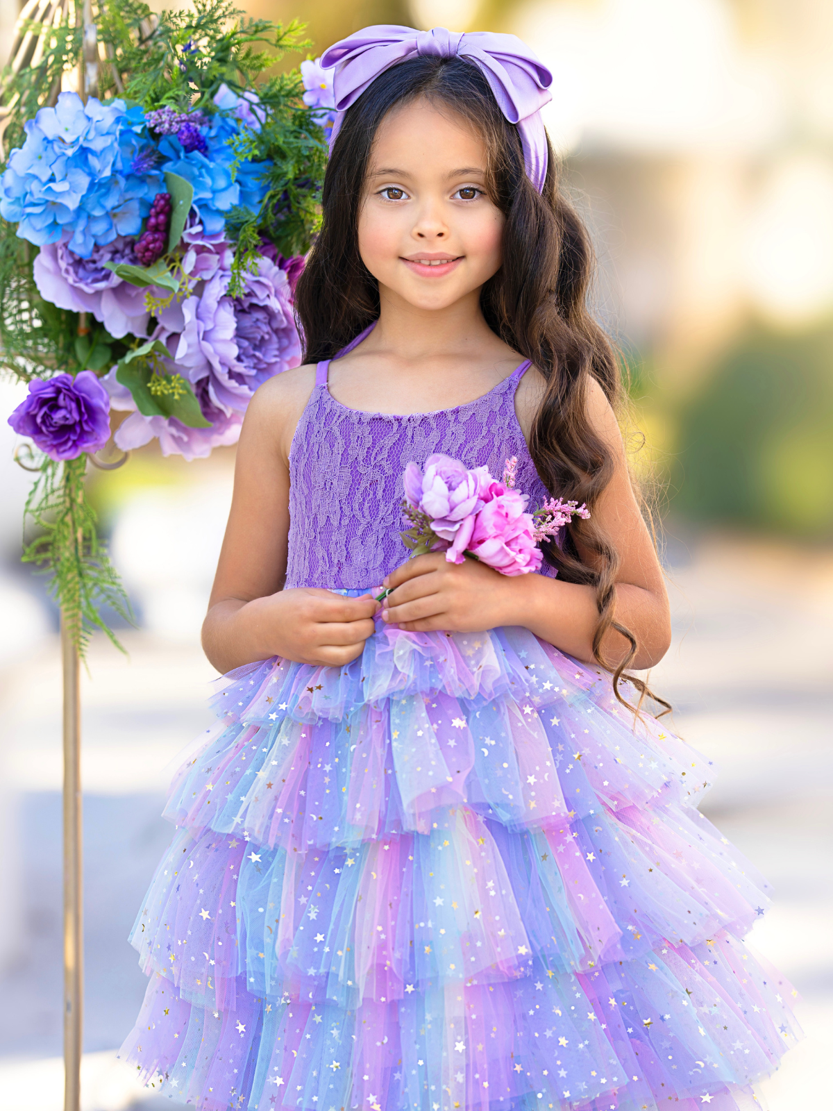 Springtime Fairy Lace and Stars Tiered Tutu Dress