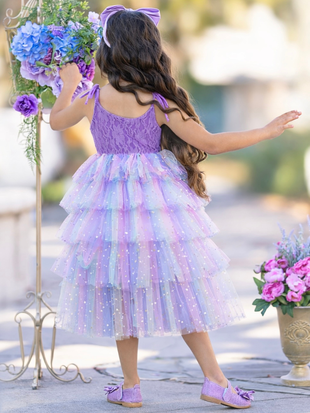 Springtime Fairy Lace and Stars Tiered Tutu Dress