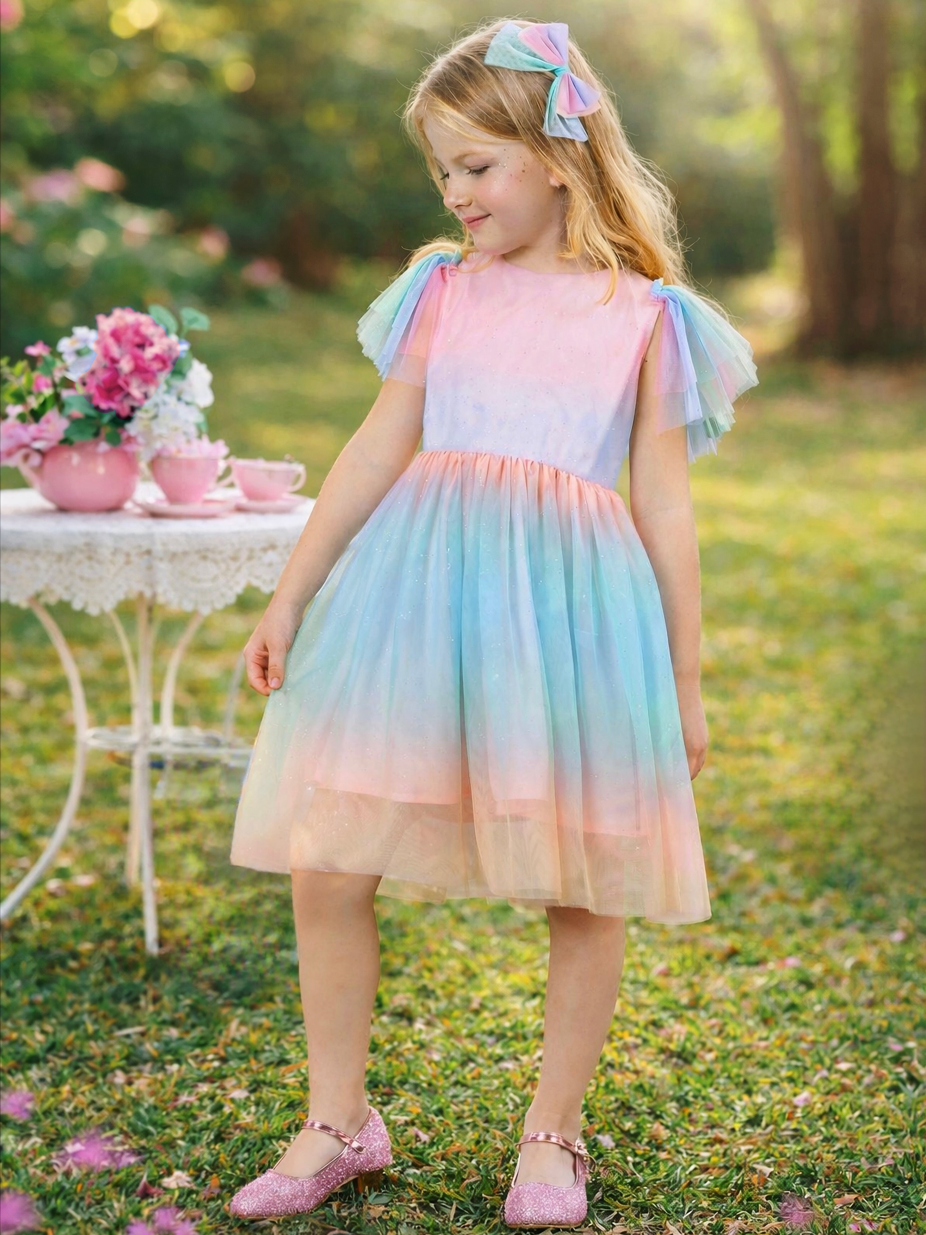 Cotton Candy Pastel Rainbow Party Dress