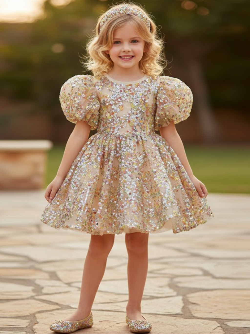 Gold Sequin Magic Mini Special Occasion Dress
