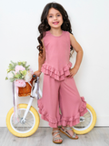 Rosewood Ribbed Ruffle Tank and Pants Set