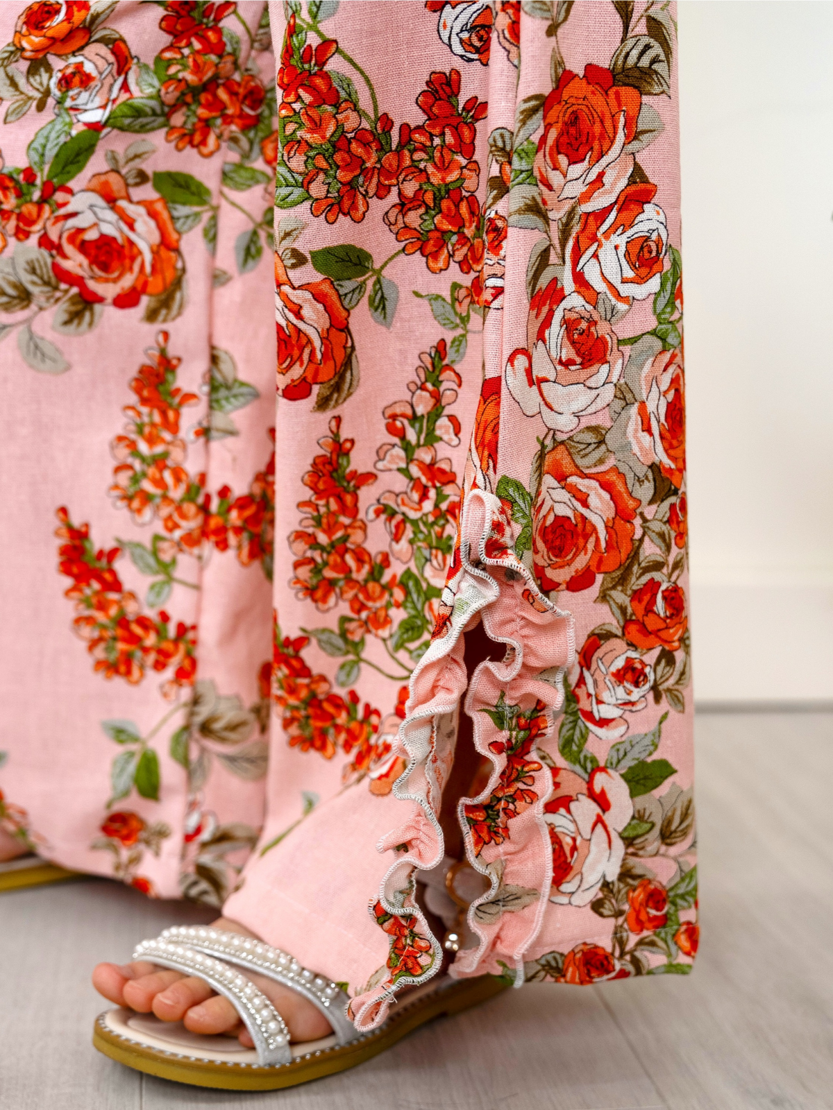 Blossom Garden One-Shoulder Top and Palazzo Pants Set