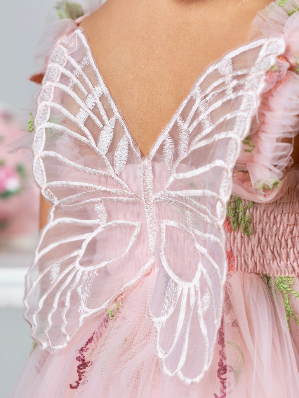 Butterfly Garden Embroidered Tulle Party Dress