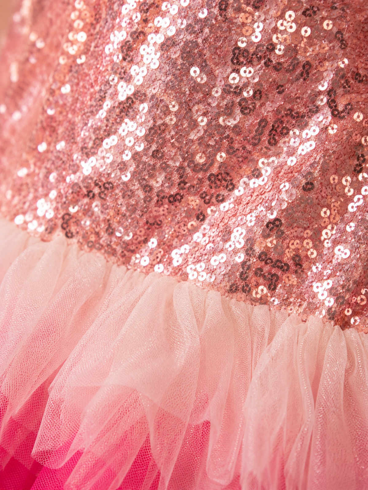 Rose Gold Sequin Tulle Party Dress
