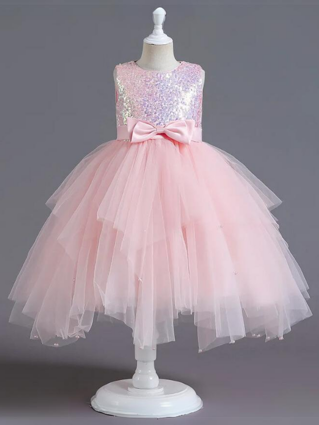 Sparkles and Twirls Pastel Pink Party Dress