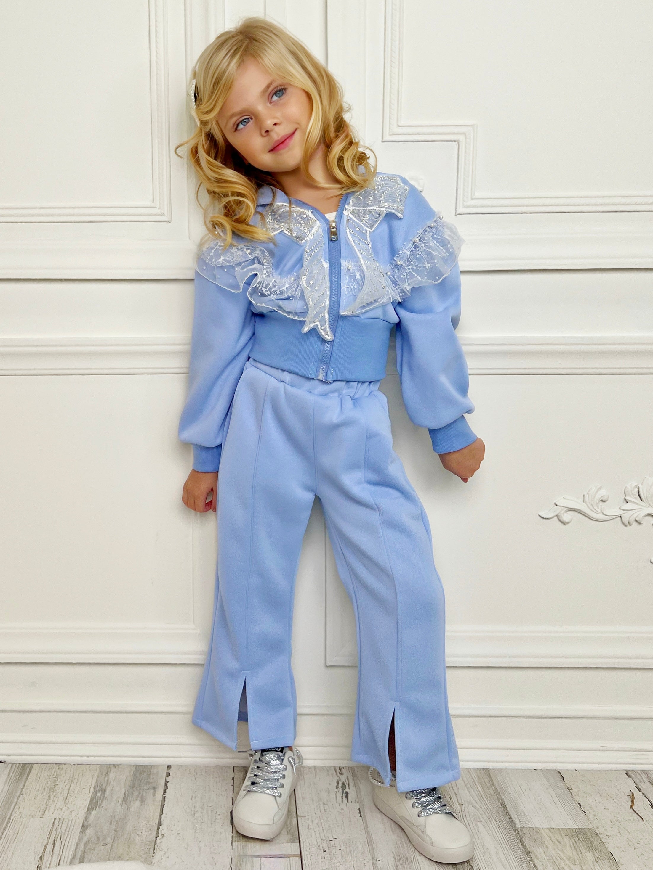 Popping Pearls Hoodie and Flare Pants Set