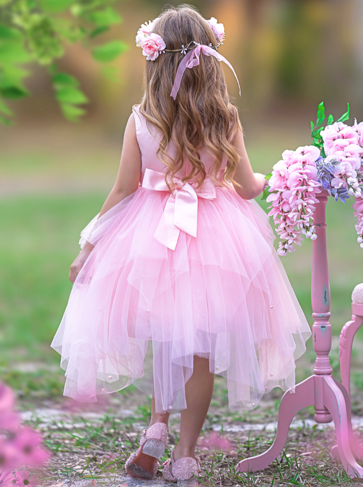 Sparkles and Twirls Pastel Pink Party Dress