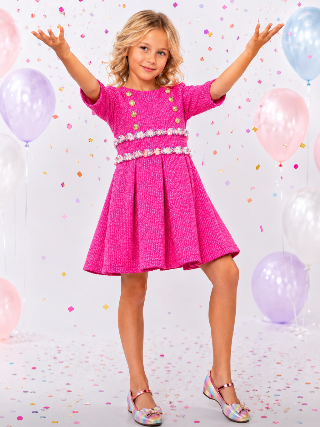Pink Tweed Party Dress