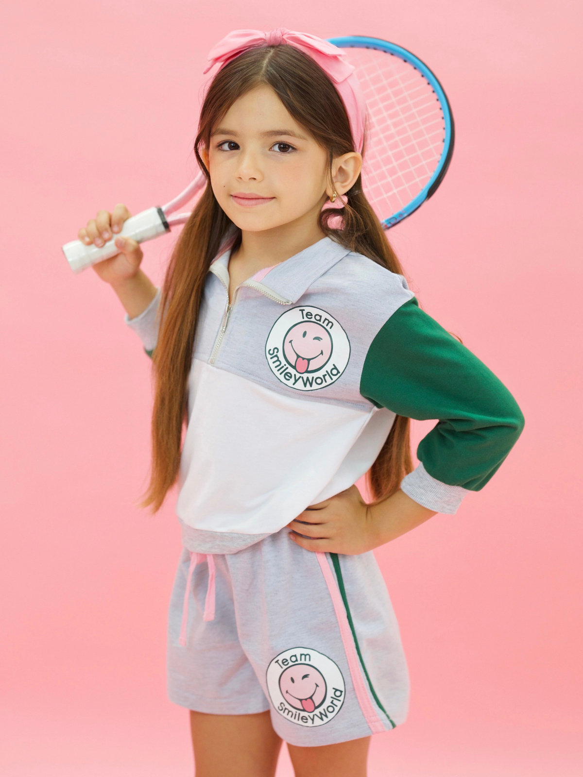 SmileyWorld Team Spirit Zip-Up Pullover and Athletic Short Set