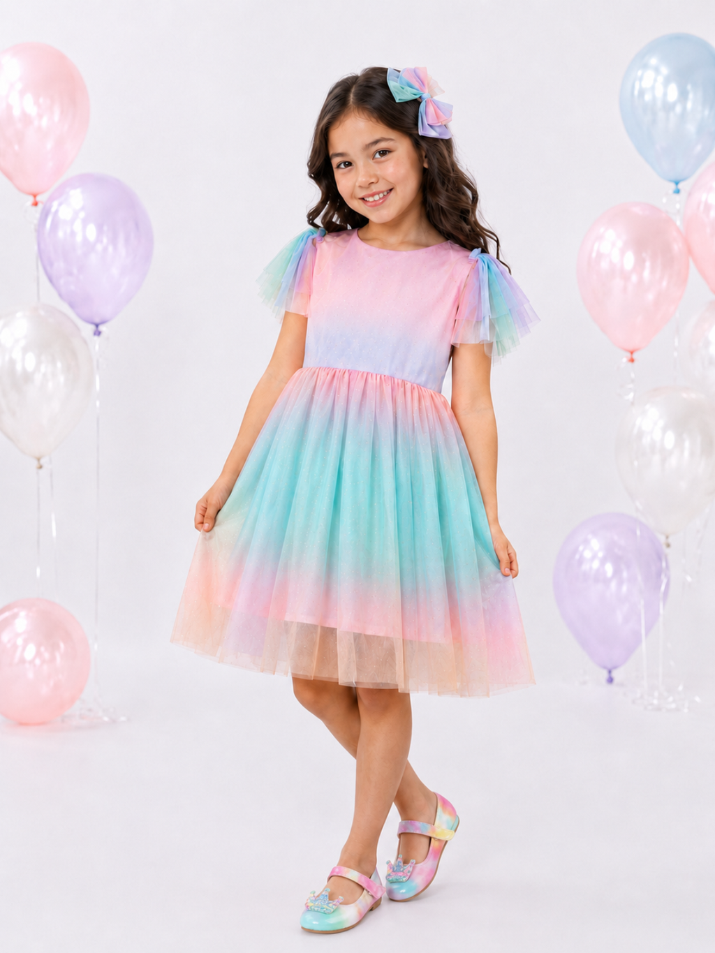 Cotton Candy Pastel Rainbow Birthday Dress