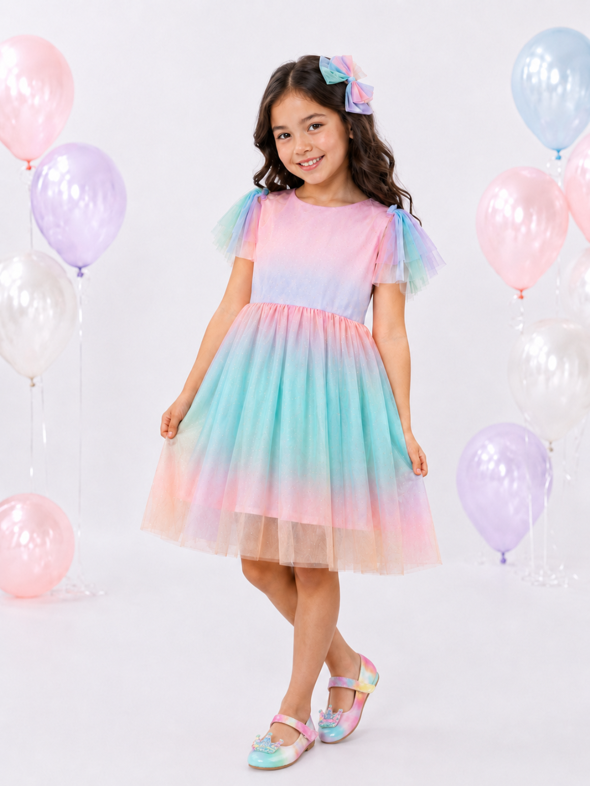 Cotton Candy Pastel Rainbow Birthday Dress