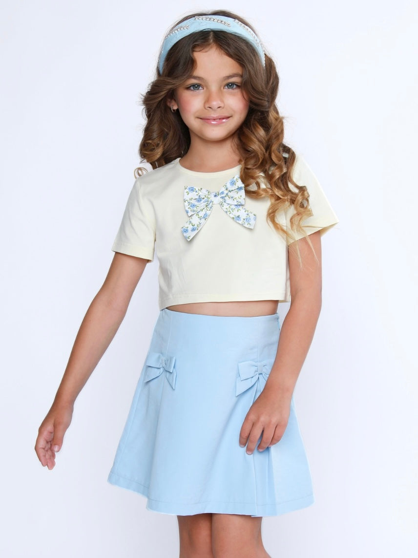Lovely Bow Crop Top and Skirt Set