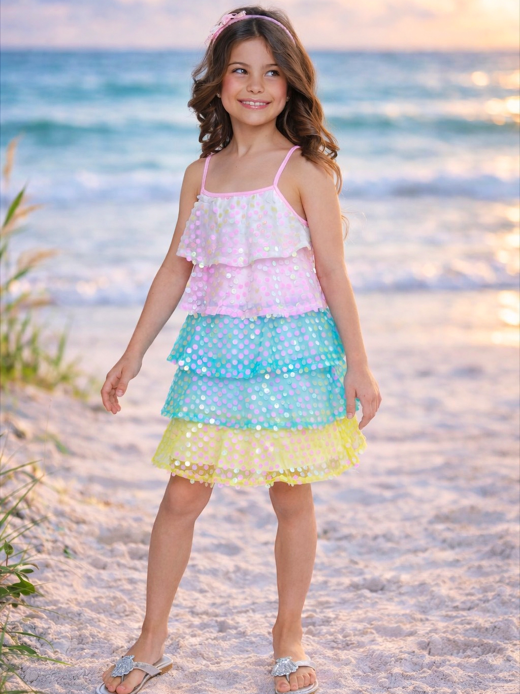 Mermaid Pastel Rainbow Sequin Dress