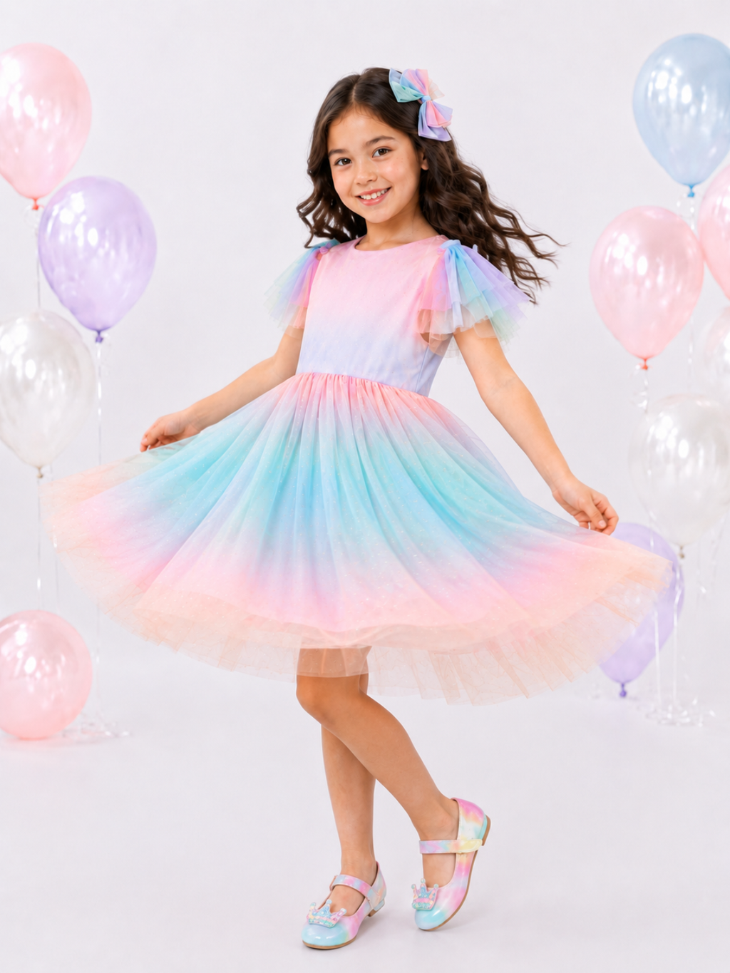 Cotton Candy Pastel Rainbow Birthday Dress
