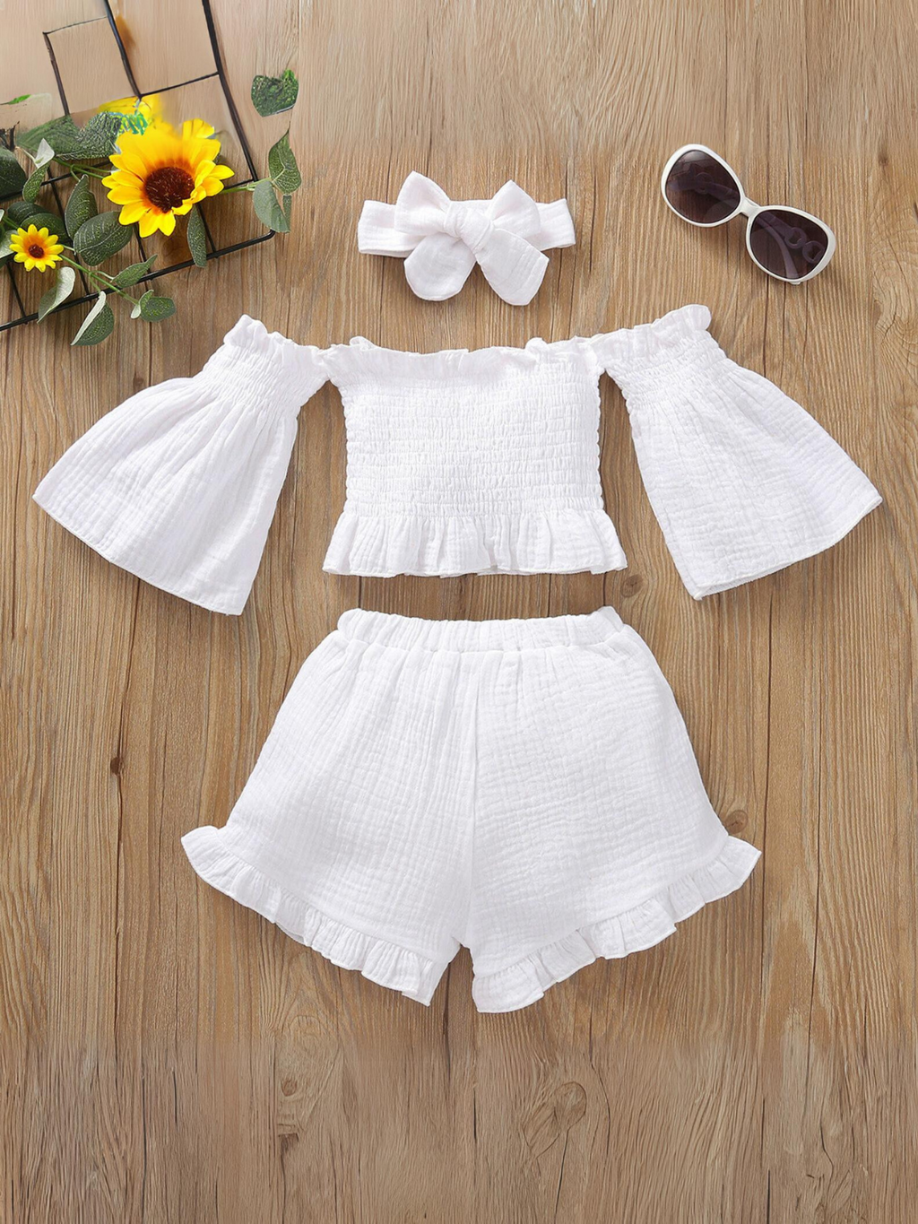 Comfy For Spring Smocked Top And Ruffle Short Set