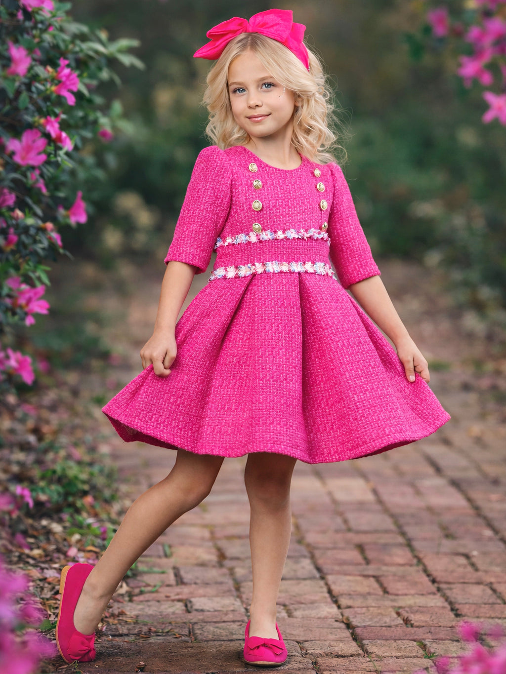 Petal Pink Tweed Spring Party Dress