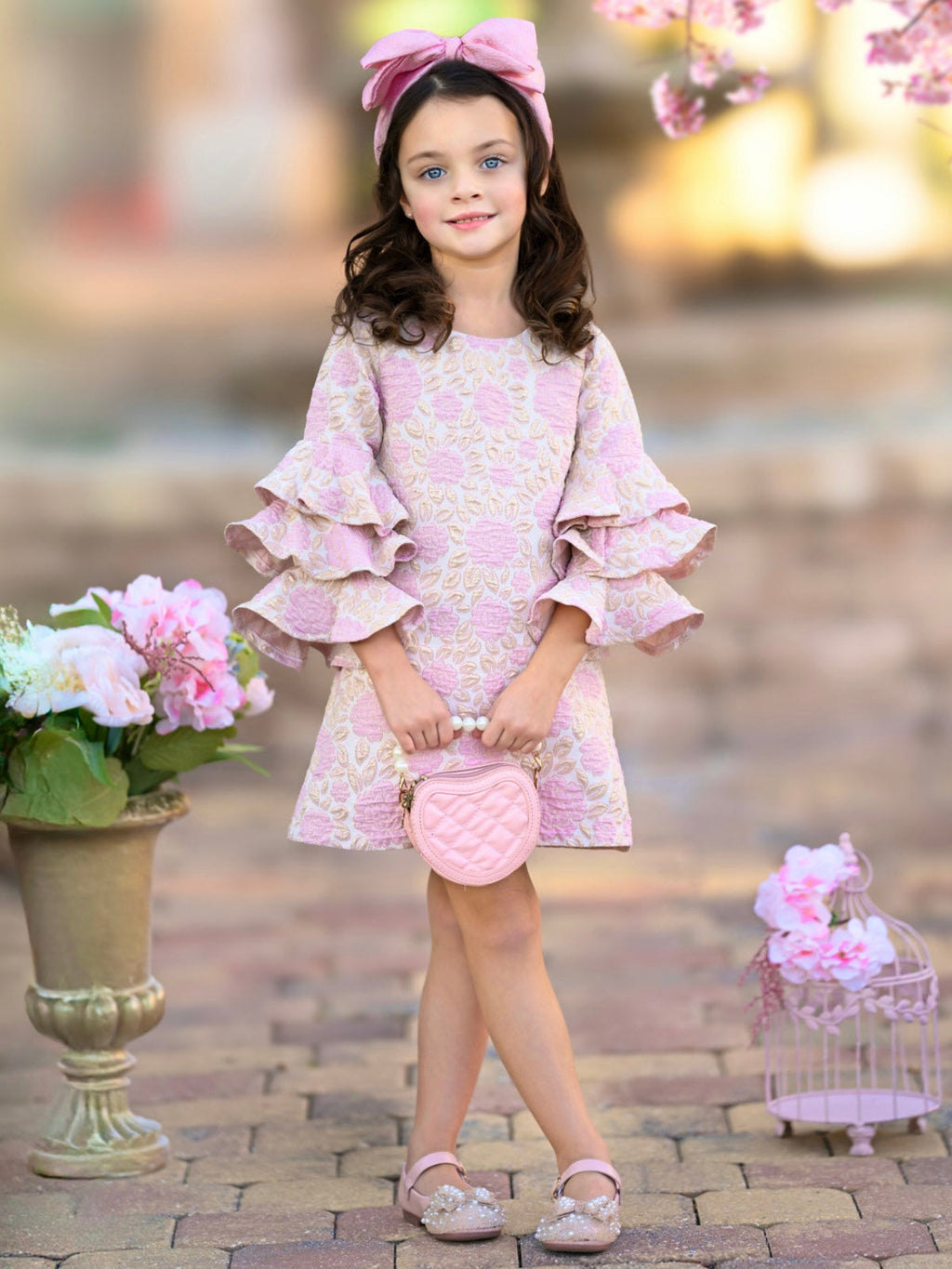 Blossoming Pink Ruffle Sleeve Dress