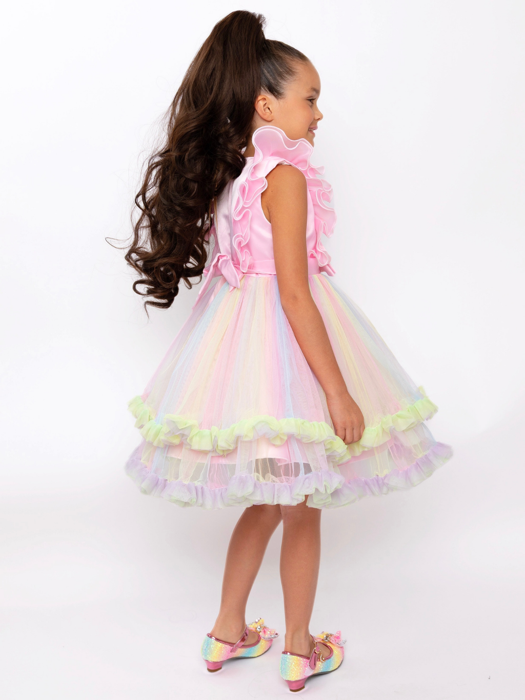 Princess Dream Rainbow Ruffle Tulle Dress