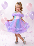 Princess Twirl Rainbow Tulle Ruffle Dress