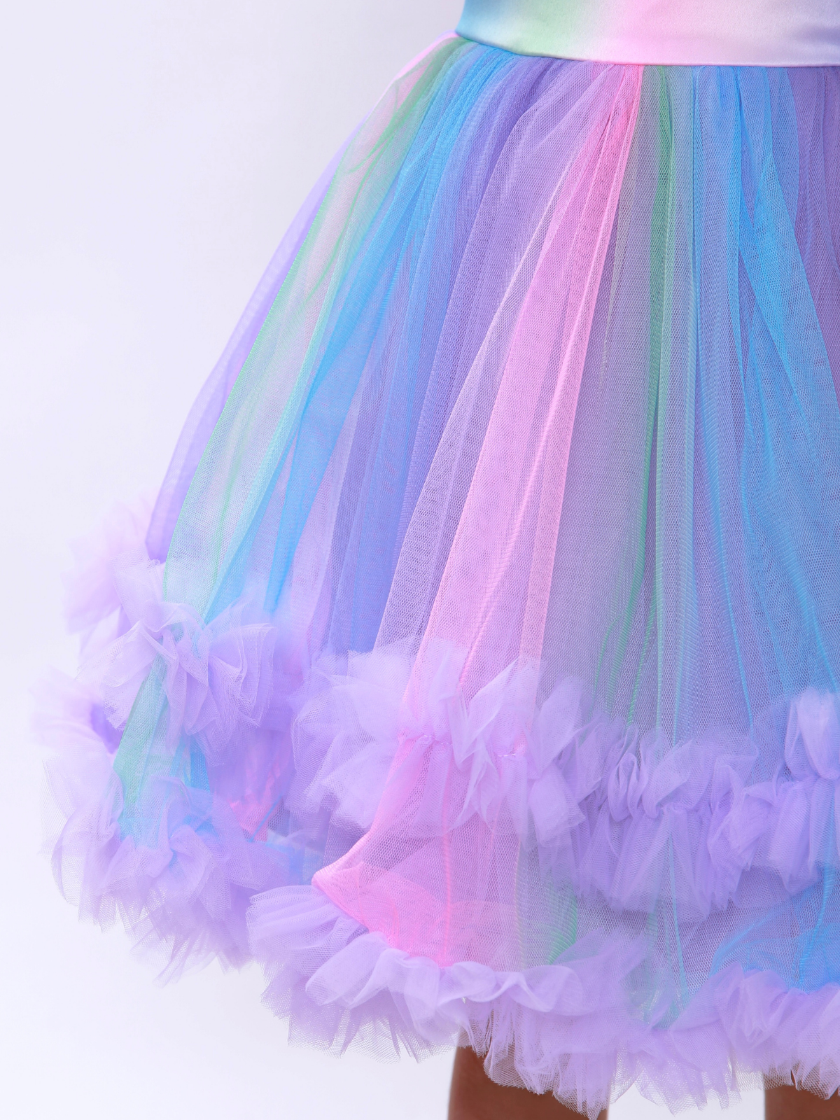 Princess Twirl Rainbow Tulle Ruffle Dress