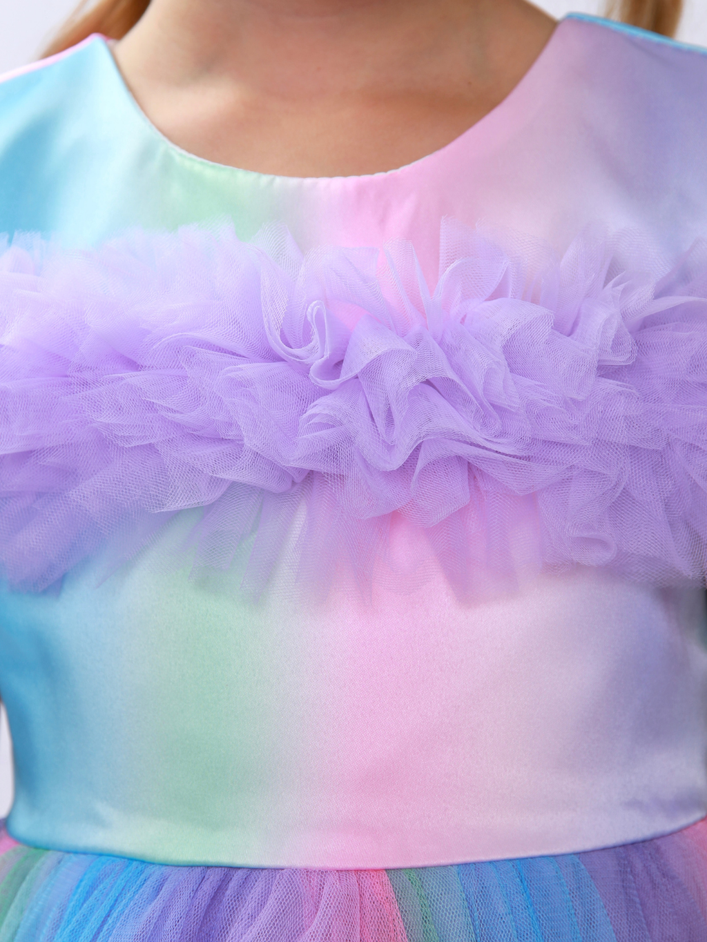 Princess Twirl Rainbow Tulle Ruffle Dress