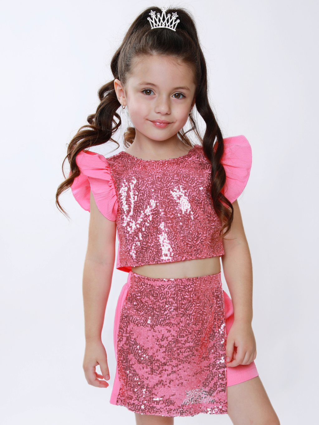 Birthday Glam Pink Sequin Skort Set