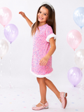 Sparkle & Shine Pink Sequined Fur Dress