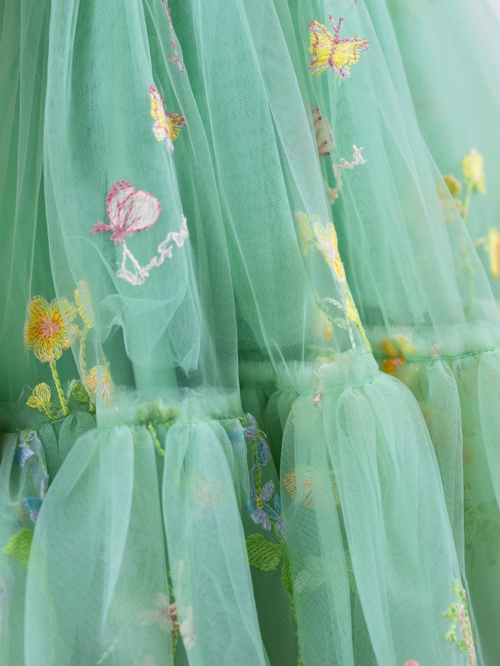 Emerald Fairy Garden Embroidered Floral Tutu Dress