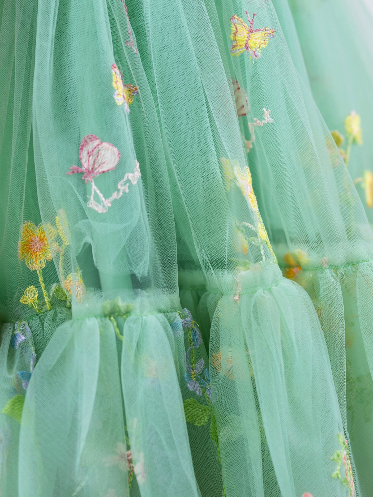 Emerald Fairy Garden Embroidered Floral Tutu Dress