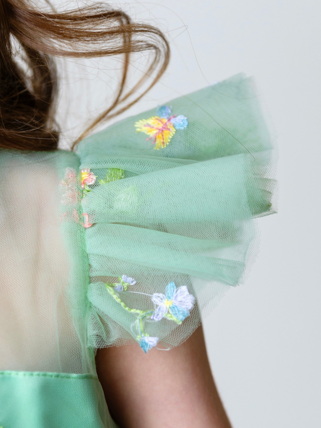 Emerald Fairy Garden Embroidered Floral Tutu Dress