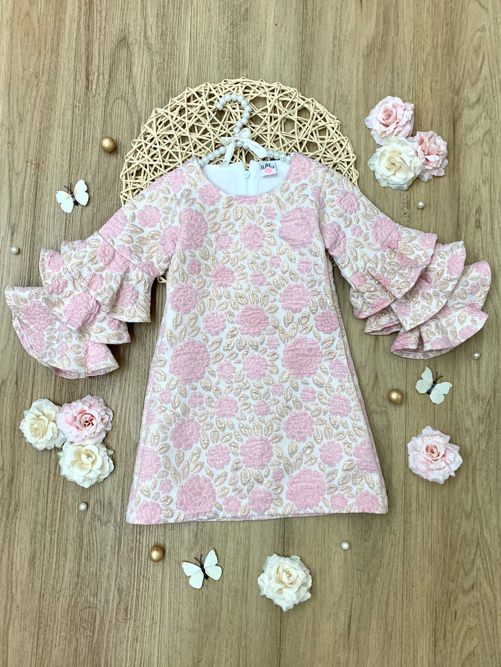 Blossoming Pink Ruffle Sleeve Dress