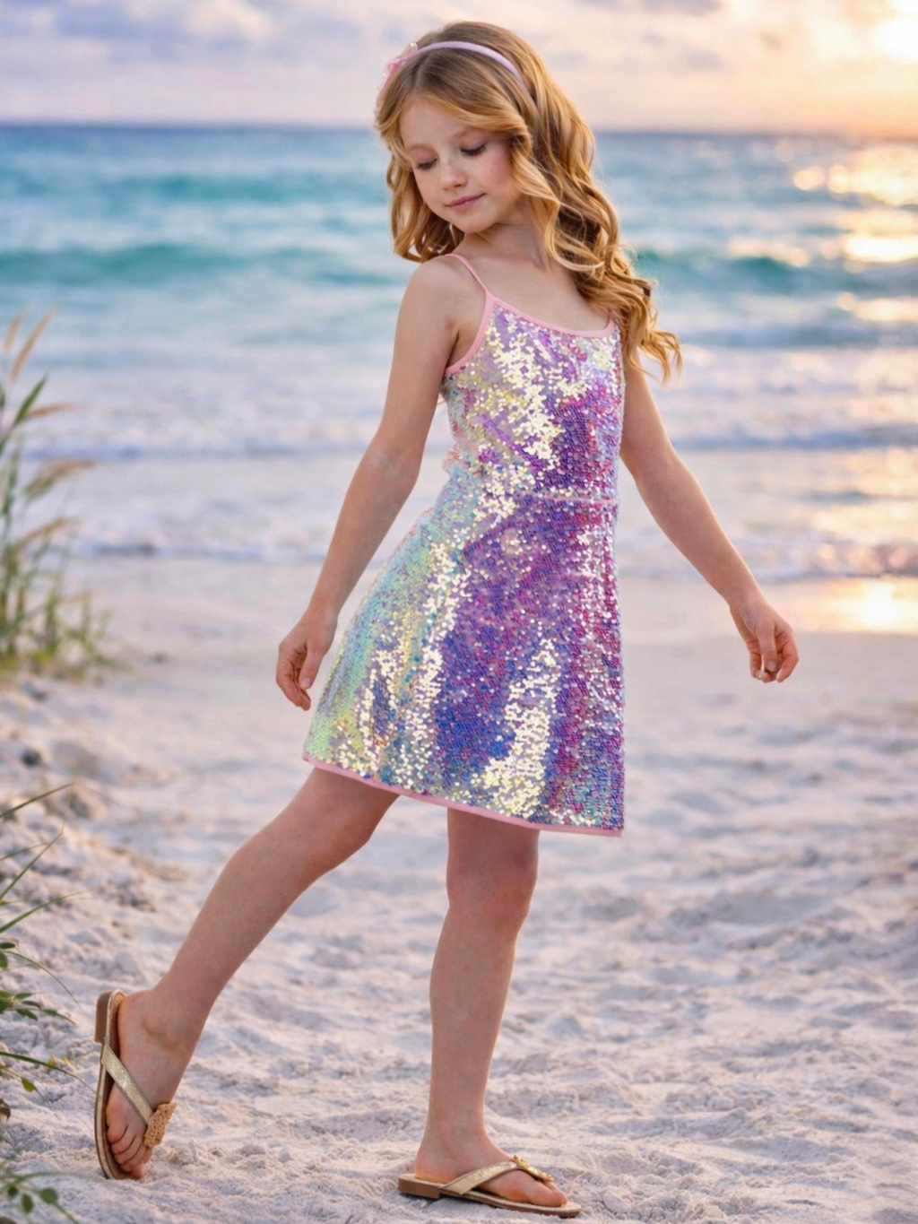 Iridescent Sparkle Sequin Tank Dress