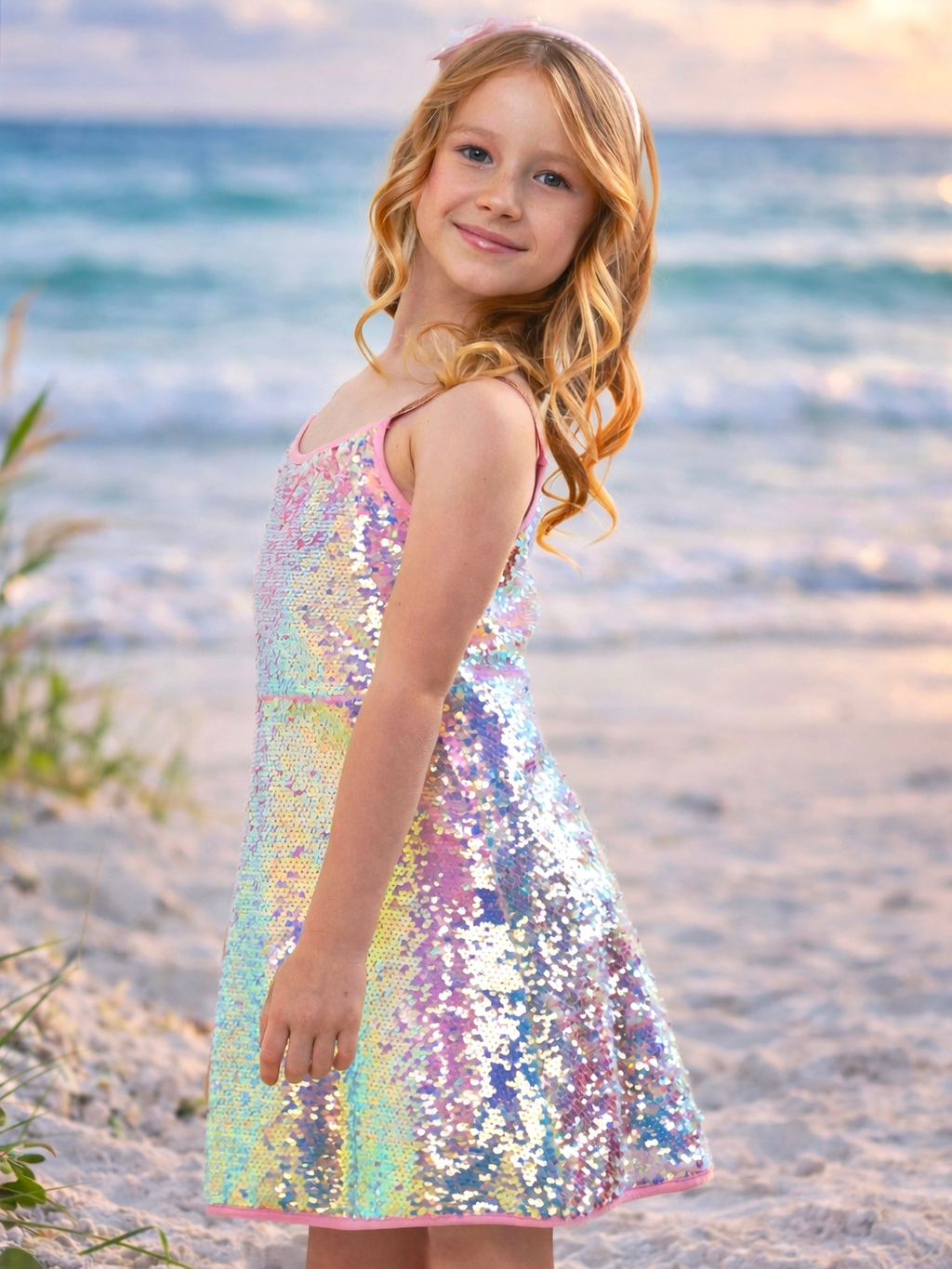 Iridescent Sparkle Sequin Tank Dress