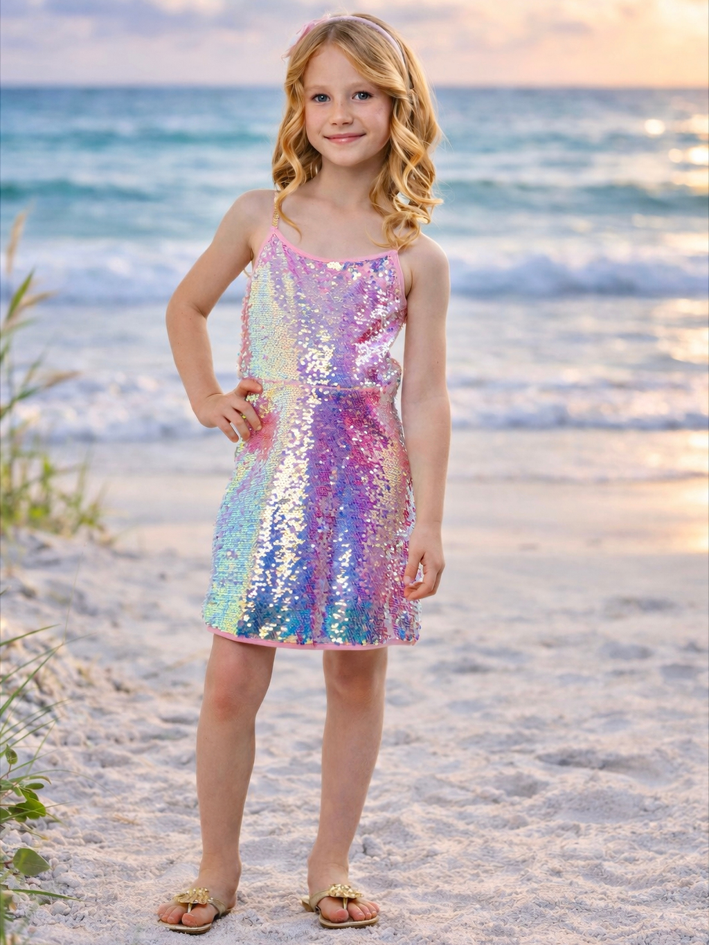 Iridescent Sparkle Sequin Tank Dress