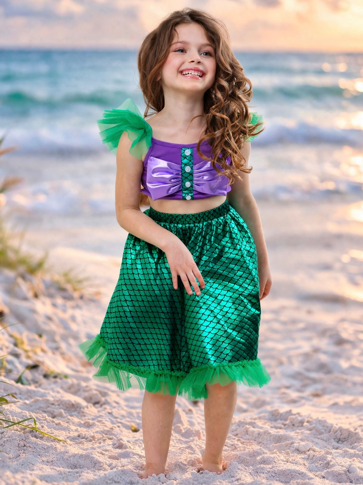 Ocean Shimmer Top and Tulle Skirt Set