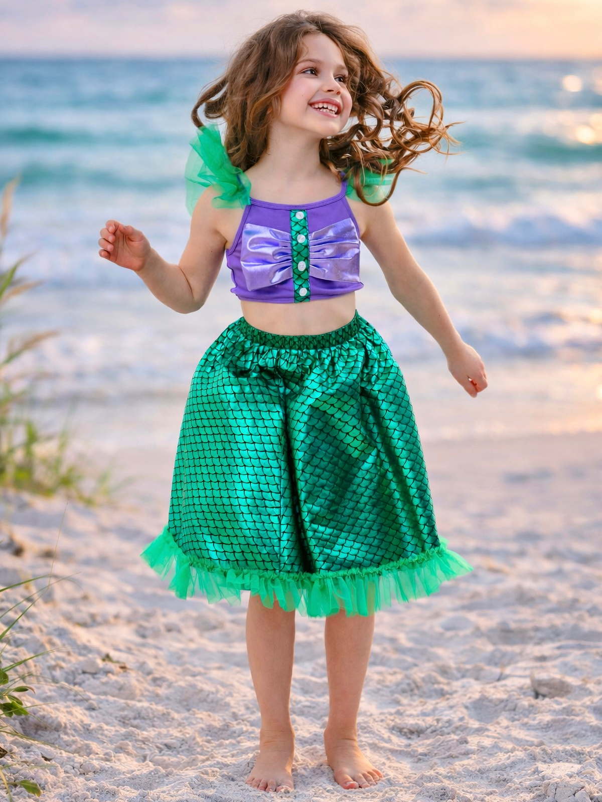 Ocean Shimmer Top and Tulle Skirt Set
