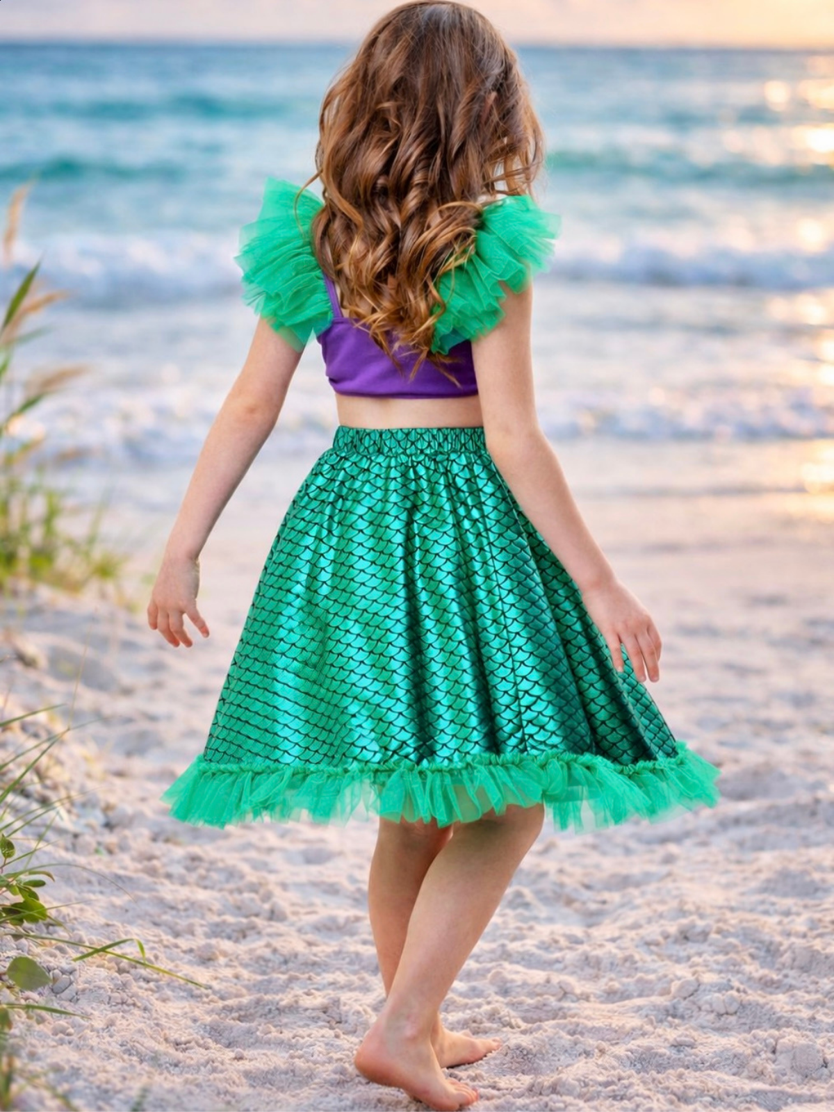 Ocean Shimmer Top and Tulle Skirt Set