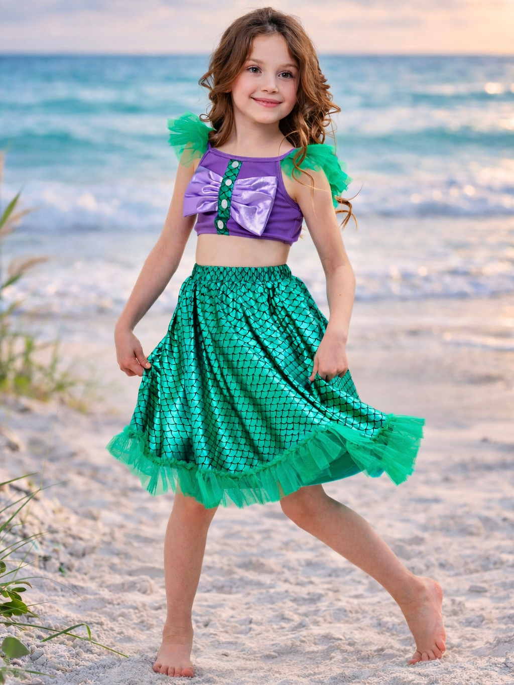 Ocean Shimmer Top and Tulle Skirt Set