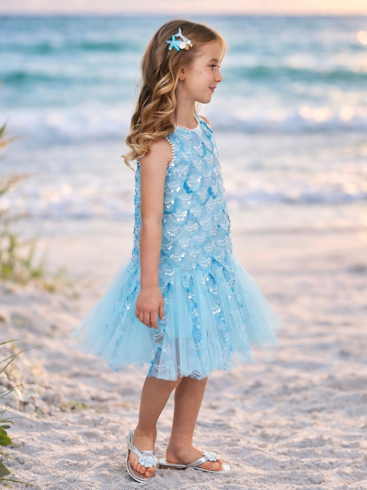 Aqua Mermaid Sequin Tulle Dress
