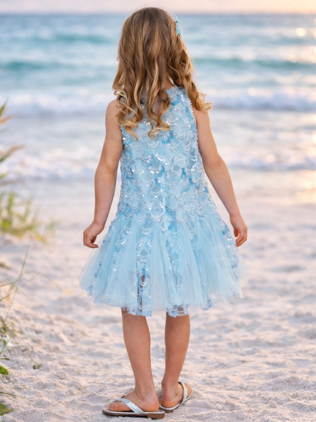 Aqua Mermaid Sequin Tulle Dress