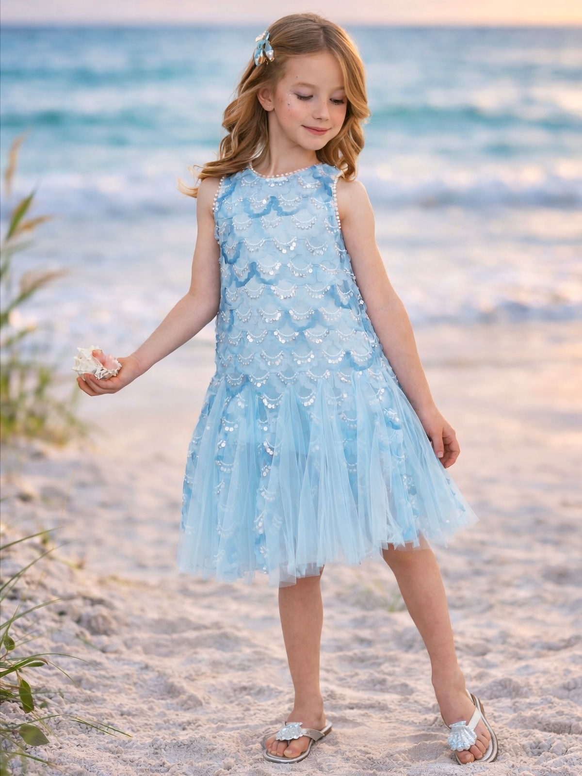 Aqua Mermaid Sequin Tulle Dress