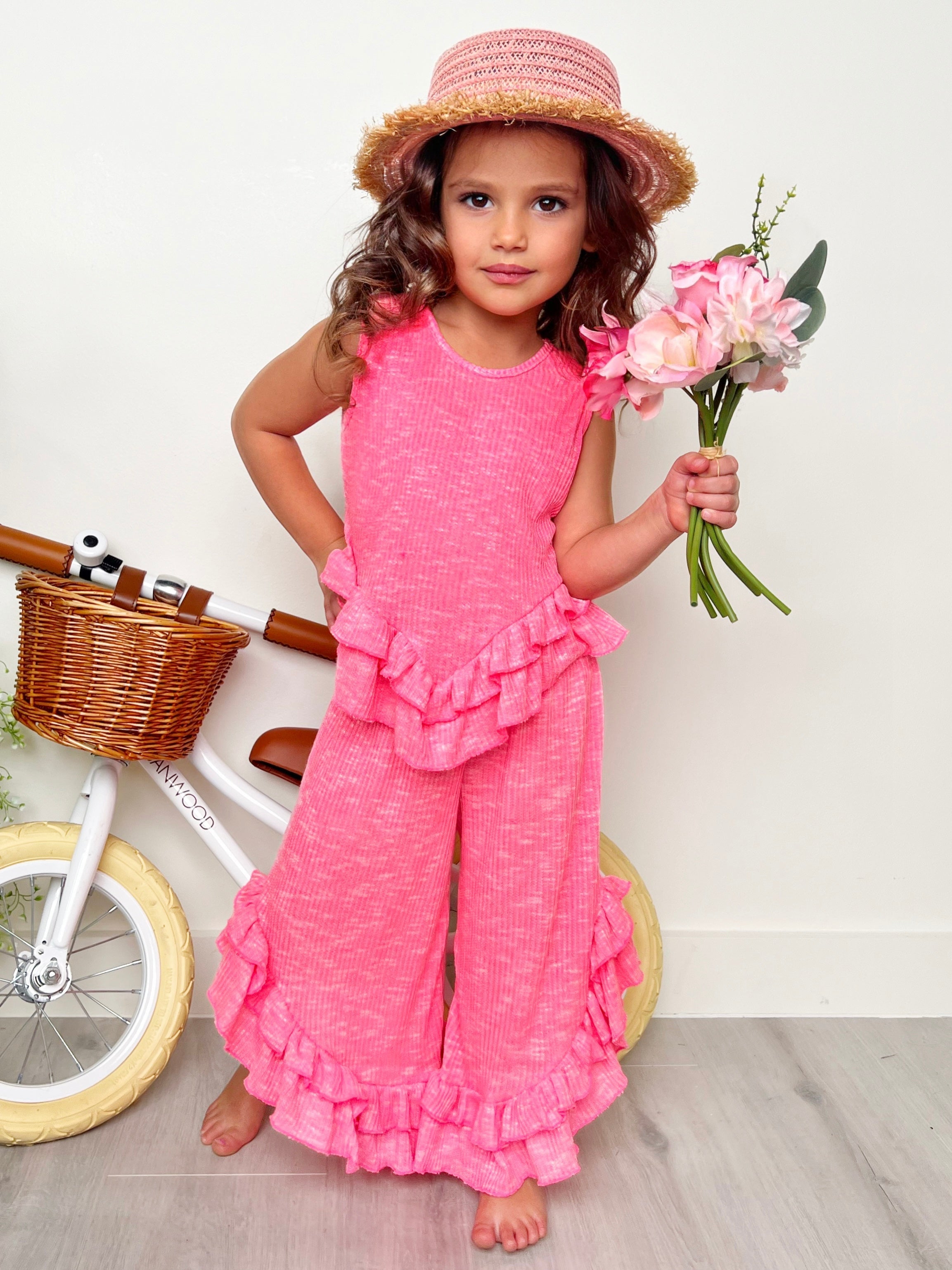 Sway My Way Pink Ruffle Pants Set