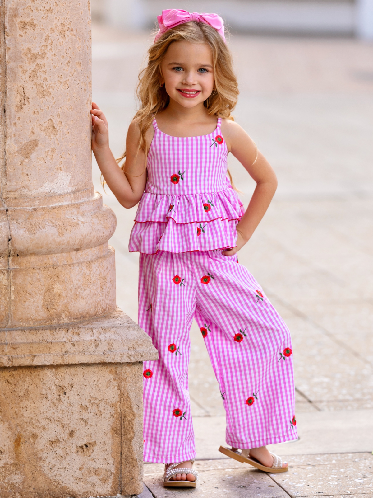 Mommy and Me Sweet Bloom Gingham Embroidered Set